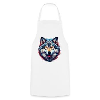 Wolf - Cooking Apron - white - Front - AI Model Male 185 dark (185cm)