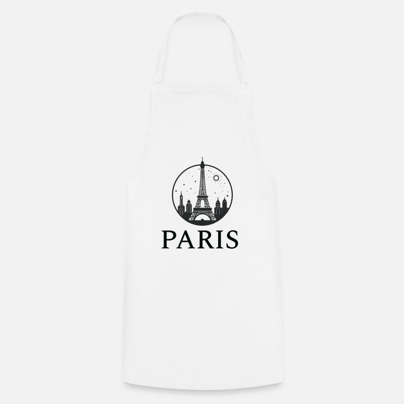 Silhouette de la tour Eiffel de Paris en cercle - Tablier de cuisine - blanc