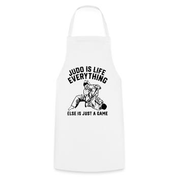 Judo is life, everything else is just a game - Judo - Cooking Apron - white - Front - AI Model Male 185 dark (185cm)