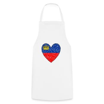 Liechtenstein Flag Heart Travel Holidays Alps - Cooking Apron - white - Front - AI Model Male 185 dark (185cm)