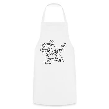 Tiger Kawaii coloring page hand-illustrated - Cooking Apron - white - Front - AI Model Male 185 dark (185cm)