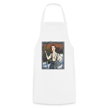 Strong woman fishing - Cooking Apron - white - Front - AI Model Male 185 dark (185cm)