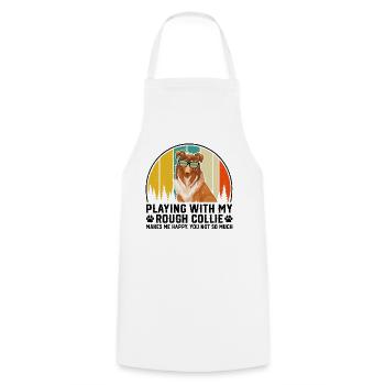 Playing with my Rough Collie makes me happy you no - Cooking Apron - white - Front - AI Model Male 185 dark (185cm)