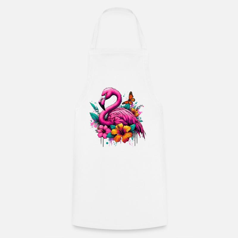 Flamingo - Kochschürze - Weiß