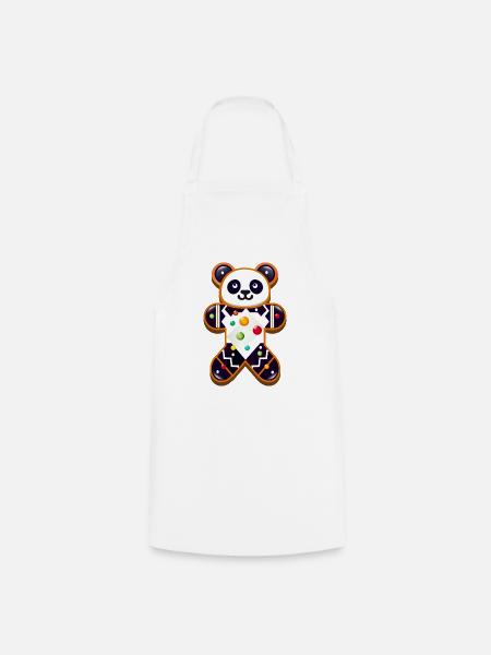 Lebkuchenpanda – Festlicher Panda für Weihnachten - Kochschürze - Weiß