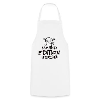 Limited Edition 1958 Birthday Born 1958 - Cooking Apron - white - Front - AI Model Male 185 dark (185cm)