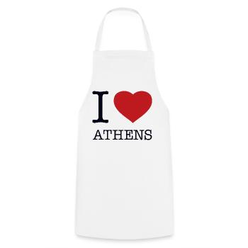 I LOVE ATHENS - Kochschürze - Weiß - Vorne - AI Model Male 185 dark (185cm)