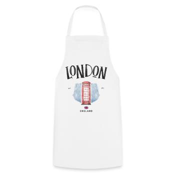 Londres Red Phone Booth Aquarelle - Tablier de cuisine - blanc - Devant - AI Model Male 185 dark (185cm)