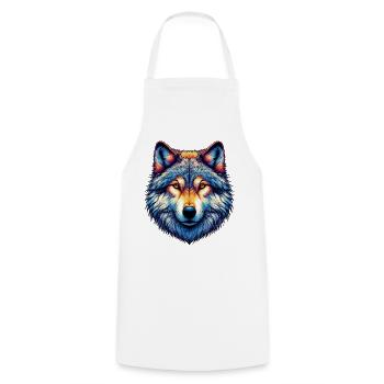Wolf - Kochschürze - Weiß - Vorne - AI Model Male 185 dark (185cm)