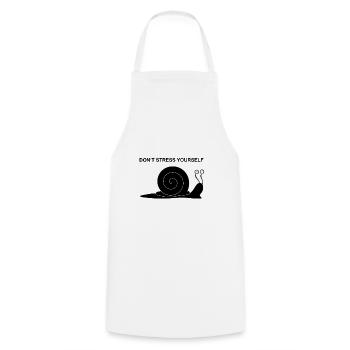 Don't stress yourself Snail - Cooking Apron - white - Front - AI Model Male 185 dark (185cm)