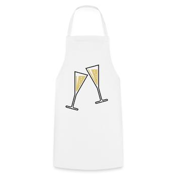 2 Glasses Of Sparkling Wine (Funnel / Closed / 2C) - Cooking Apron - white - Front - AI Model Male 185 dark (185cm)