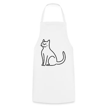 Katze - Kochschürze - Weiß - Vorne - AI Model Male 185 dark (185cm)