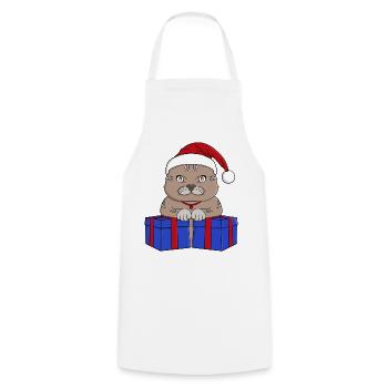 Cute Santa Claus kitty - Cooking Apron - white - Front - AI Model Male 185 dark (185cm)
