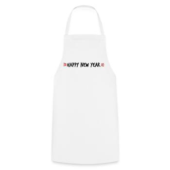 HAPPY NEW YEAR. BEST WISHES. NEW YEAR'S EVE - Cooking Apron - white - Front - AI Model Male 185 dark (185cm)