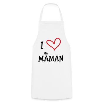 J'aime ma maman - Fête des Mères - Tablier de cuisine - blanc - Devant - AI Model Male 185 dark (185cm)