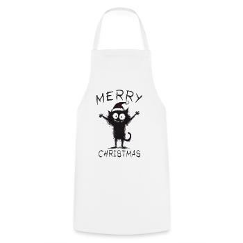Chats avec chapeau de Noël Cadeau de Noël - Tablier de cuisine - blanc - Devant - AI Model Male 185 dark (185cm)
