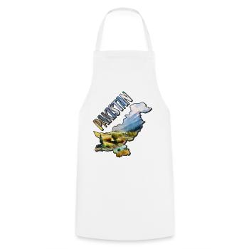 Watercolor Map Pakistan - Cooking Apron - white - Front - AI Model Male 185 dark (185cm)