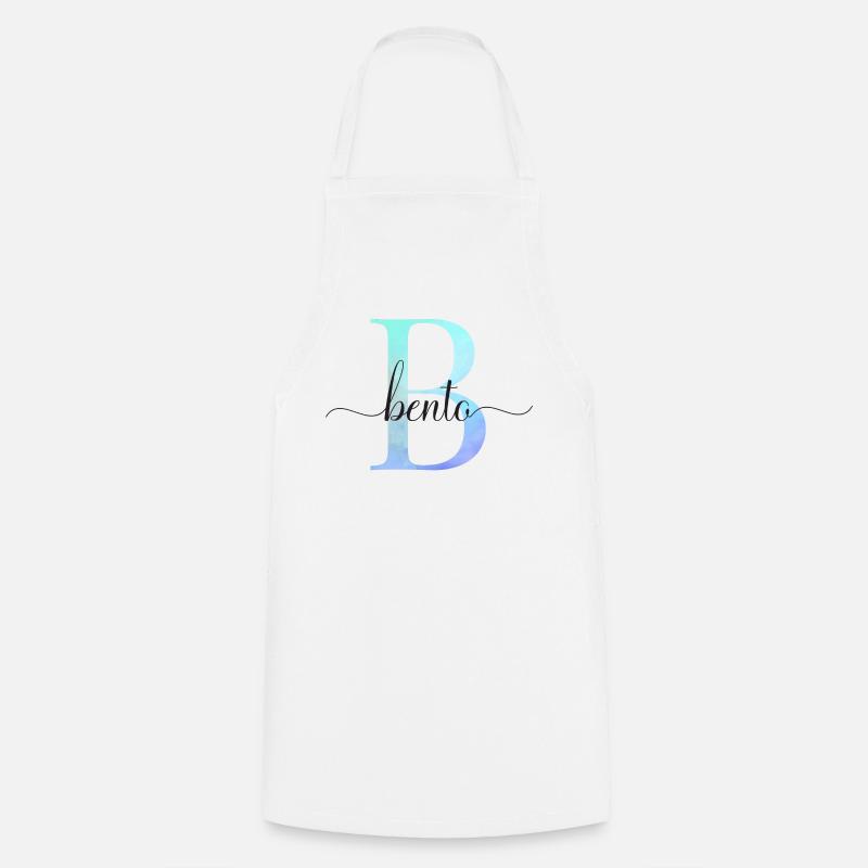 B| Monogramme | Nom | Bento | Aquarelle - Tablier de cuisine - blanc
