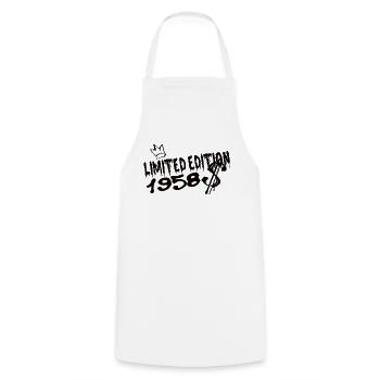 Limited Edition 1958 Birthday Born 1958 - Cooking Apron - white - Front - AI Model Male 185 dark (185cm)