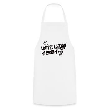 Limited Edition 1981 Birthday Born 1981 - Cooking Apron - white - Front - AI Model Male 185 dark (185cm)