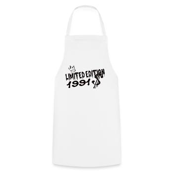 Edition Limitée 1991 Anniversaire Né 1991 - Tablier de cuisine - blanc - Devant - AI Model Male 185 dark (185cm)