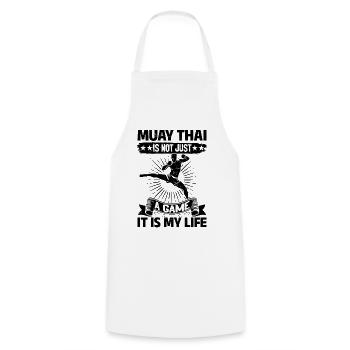 Le Muay Thai n’est pas seulement un jeu, c’est ma vie - Muay - Tablier de cuisine - blanc - Devant - AI Model Male 185 dark (185cm)