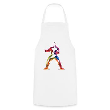 Kickboxer Cartoon Stil - Kochschürze - Weiß - Vorne - AI Model Male 185 dark (185cm)