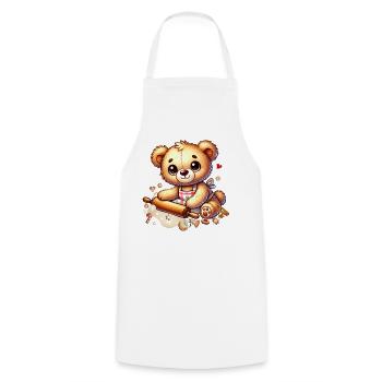 Baking Christmas Teddy – Sweet Festive Joy - Cooking Apron - white - Front - AI Model Male 185 dark (185cm)