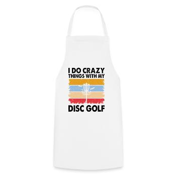 Disc golfeur - Je fais des choses folles avec mon disc golf - Tablier de cuisine - blanc - Devant - AI Model Male 185 dark (185cm)