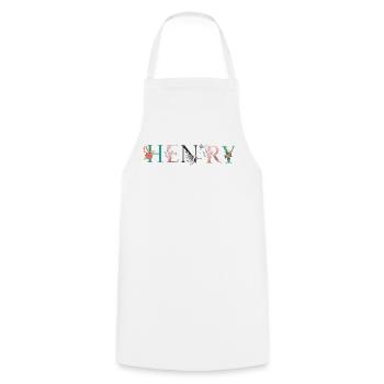 HENRY Name Art With Flowers Embroidered - Cooking Apron - white - Front - AI Model Male 185 dark (185cm)