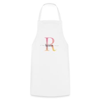 L | Monogramme | Nom | Riana |Aquarelle - Tablier de cuisine - blanc - Devant - AI Model Male 185 dark (185cm)