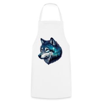 Wolf - Cooking Apron - white - Front - AI Model Male 185 dark (185cm)