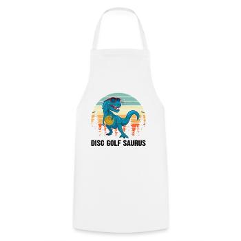 Disc golfeur Saurus - Disc Golf Dinosaure - Tablier de cuisine - blanc - Devant - AI Model Male 185 dark (185cm)