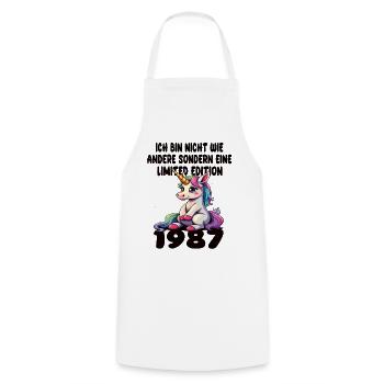 Edition Limitée 1987 Anniversaire Né 1987 - Tablier de cuisine - blanc - Devant - AI Model Male 185 dark (185cm)
