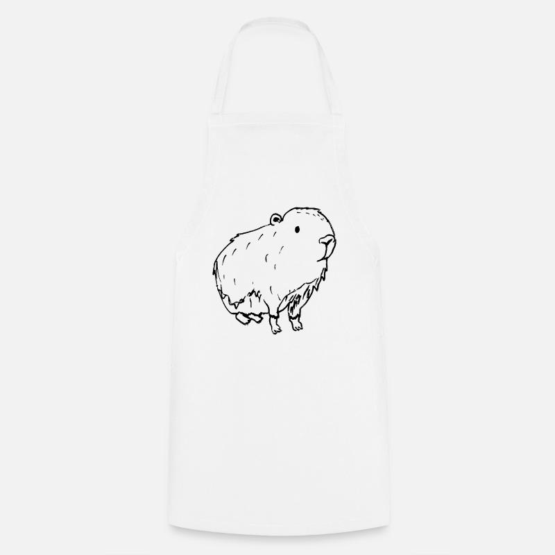 Abstract Kapybara Black - Cooking Apron - white
