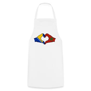 Bosnie Maroc Drapeau Mains Coeur Forme - Tablier de cuisine - blanc - Devant - AI Model Male 185 dark (185cm)