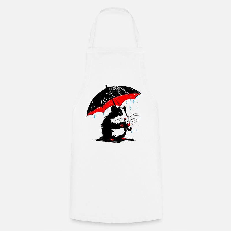 Hamster mit Regenschirm – Schmuddelwetter - Kochschürze - Weiß