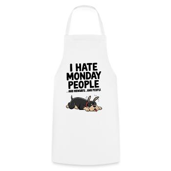 Je déteste le lundi Citation sarcastique de chien drôle - Tablier de cuisine - blanc - Devant - AI Model Male 185 dark (185cm)