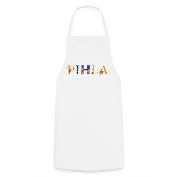 PIHLA name decorated with flowers - Cooking Apron - white - Front - AI Model Male 185 dark (185cm)