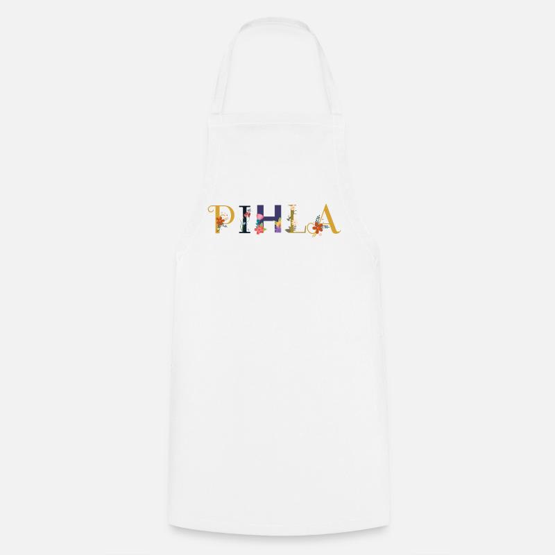Le nom PIHLA est décoré de fleurs - Tablier de cuisine - blanc
