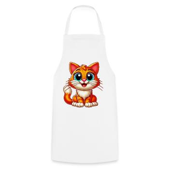 Cat - Cooking Apron - white - Front - AI Model Male 185 dark (185cm)