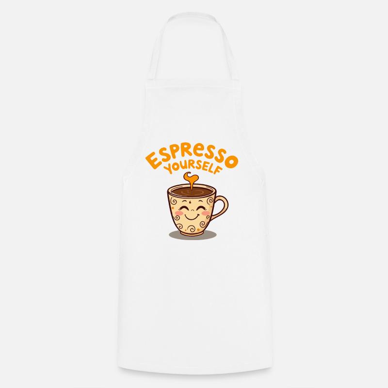 Cute Coffee Mug Stress Reliever Design - Cooking Apron - white