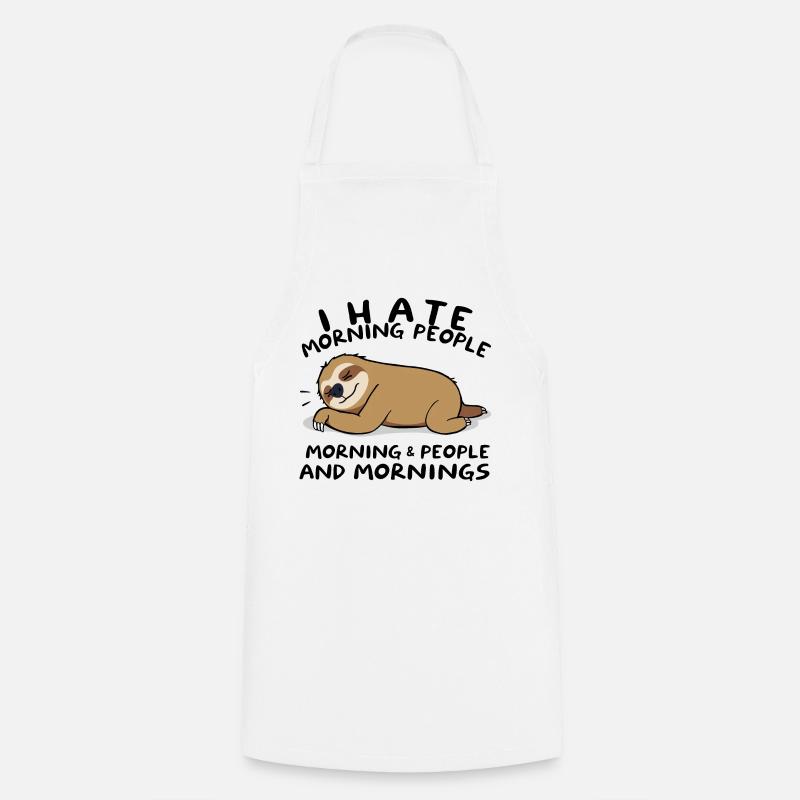 Charming Sloth Dreaming on Leaf - Cooking Apron - white