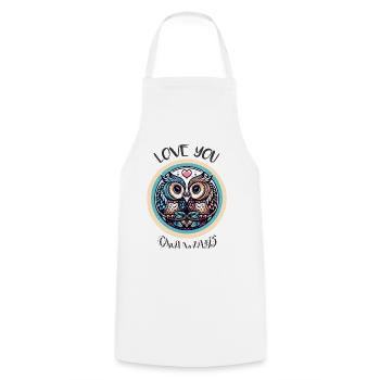 Hiboux mon hibou de la Saint-Valentin - Tablier de cuisine - blanc - Devant - AI Model Male 185 dark (185cm)