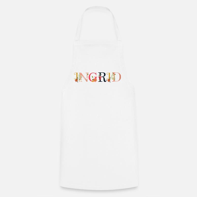Le nom INGRID est fleuri - Tablier de cuisine - blanc
