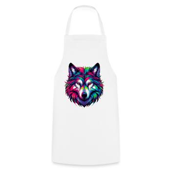 Wolf - Cooking Apron - white - Front - AI Model Male 185 dark (185cm)