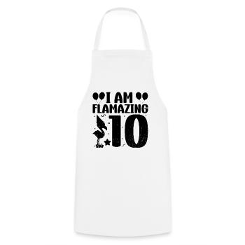 Je suis Flamazing 10 ans Flamingo Anniversaire - Tablier de cuisine - blanc - Devant - AI Model Male 185 dark (185cm)
