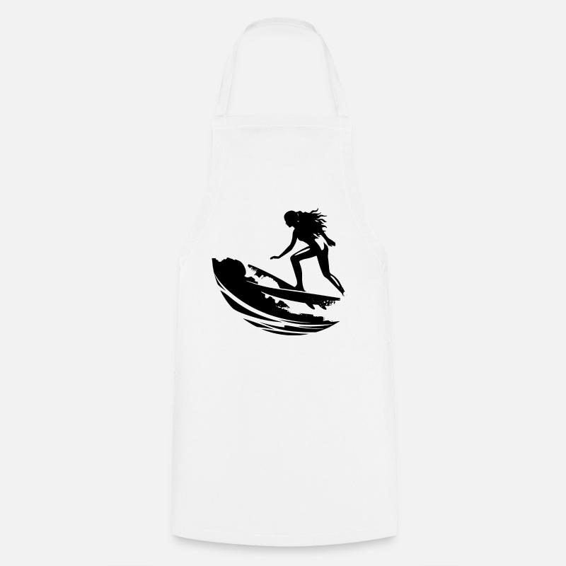 Weiblicher Surfer - Kochschürze - Weiß