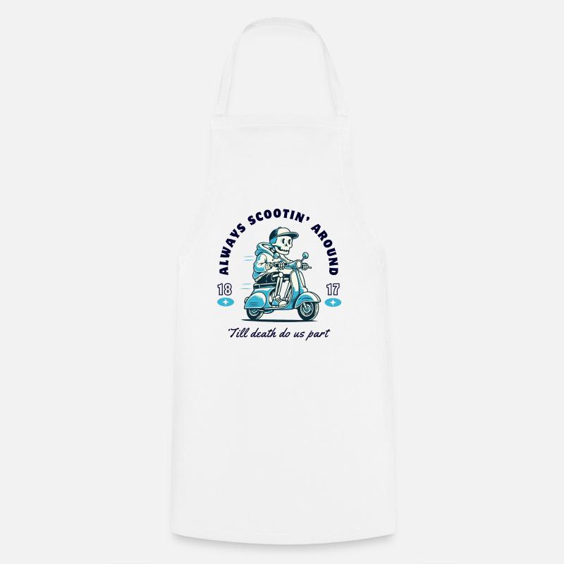 Skeleton sur la conception du scooter - Tablier de cuisine - blanc