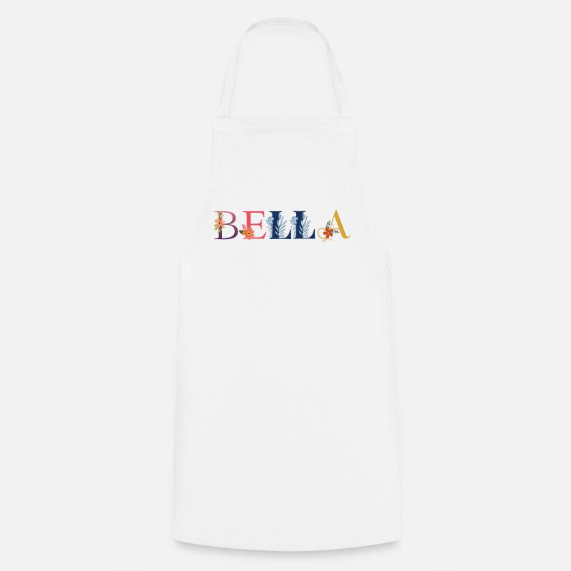 Le nom BELLA est décoré de fleurs - Tablier de cuisine - blanc